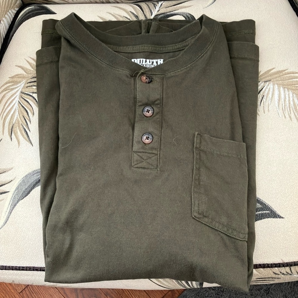 Duluth Trading Co Dark Green Men's Henley Tee